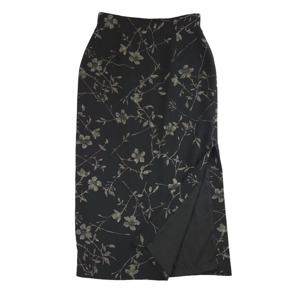 VTG 90s Y2K Rena Rowan Floral Midi Skirt Slit 10 Fairy Grunge Whimsigoth Witchy